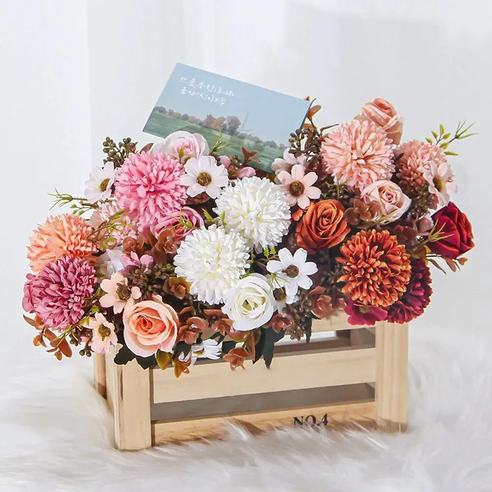 

Silk Roses Artificial Flowers Wedding Home Festival Wreaths Decoration Props Table Wall Vase Art DIY Bouquets Bridal Photog K8Q7