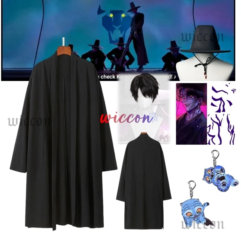 

KPOP Saja Boys Jinu Cosplay Costume Anime Movie Demon Your Idol Black Robes Korean Hat Outfit Halloween Suit for Men Outfit