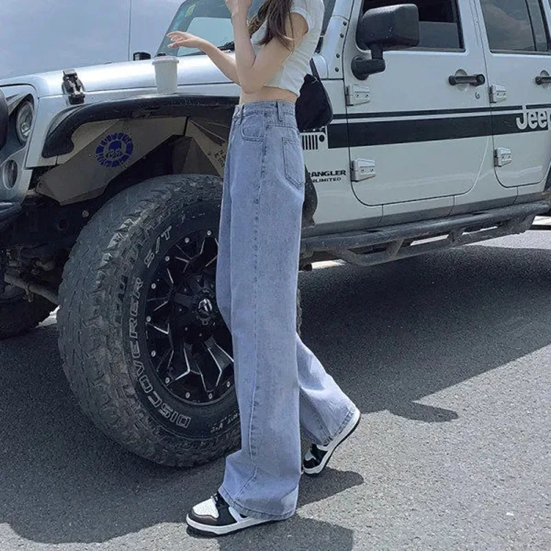 2023 New High Waist Wide Leg Jeans Women Casual Big Size Baggy Straight Denim Pants Korean Streetwear Vintage Cozy Pantalones