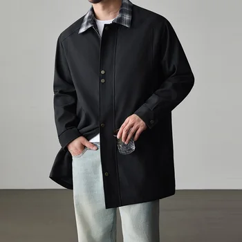 Men's Extended-Size 8XL British-Style Long Trench Coat 5 Big Size 8XL Men Long Trench Coat British Style Vintage Windbreaker Male England Business Classic Winter Khaki Jacket Plus Large 5