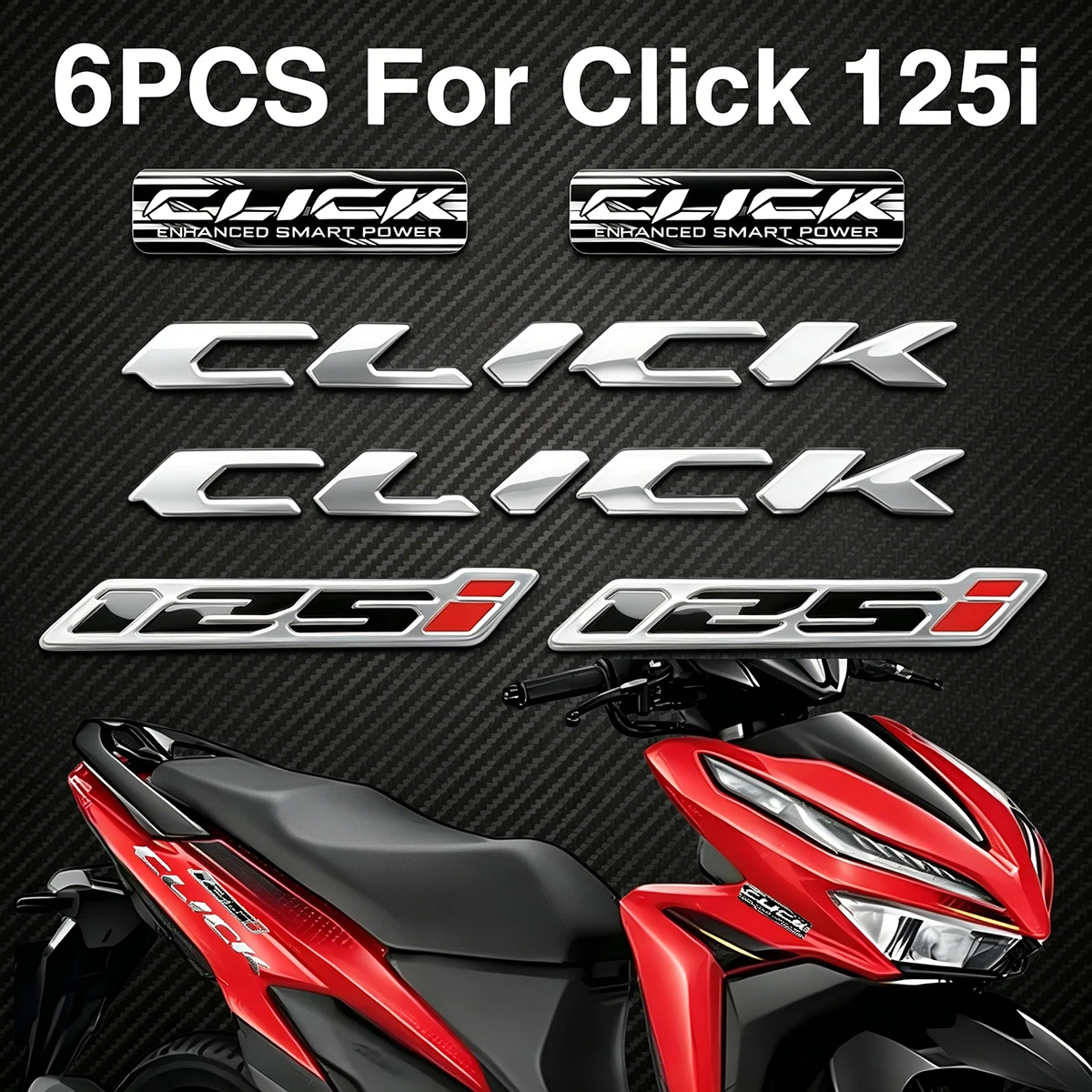 3D Sticker CLICK Logo Motorcycle Refitting Soft Adhesive Tank Emblem Sticker Moto Body Decal for CLICK125i CLICK 125i V2 V3 V4