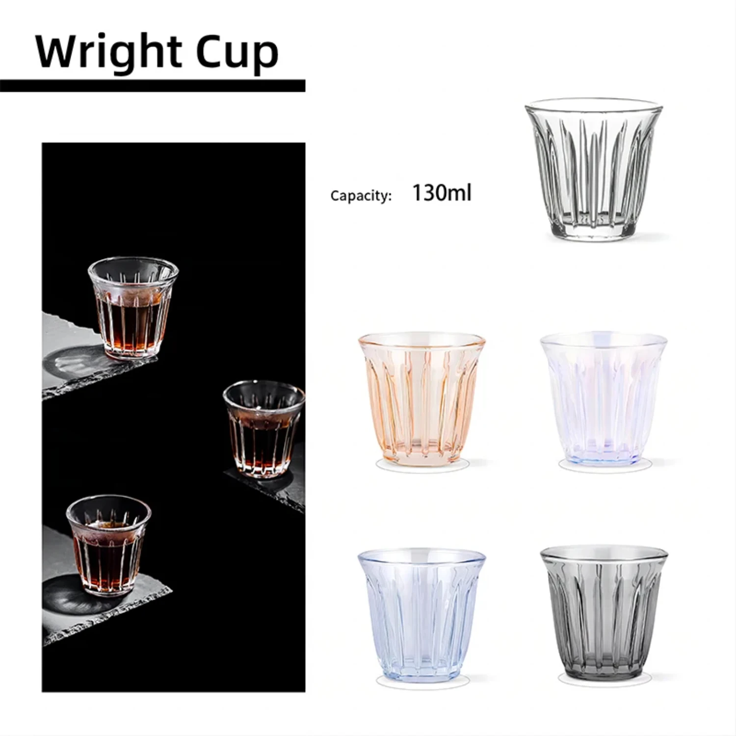 130ml Glass Coffee Cup Art Wine Glasses Vacuum Electroplated Anti-scald Water Mugs Chic  Barista Accessories