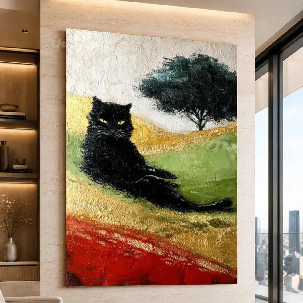 100% Handmade Abstract Oil Painting On Canvas Mural Thick Animal Pets Wall Art Picture For Home Living Room Decor Image Artwork