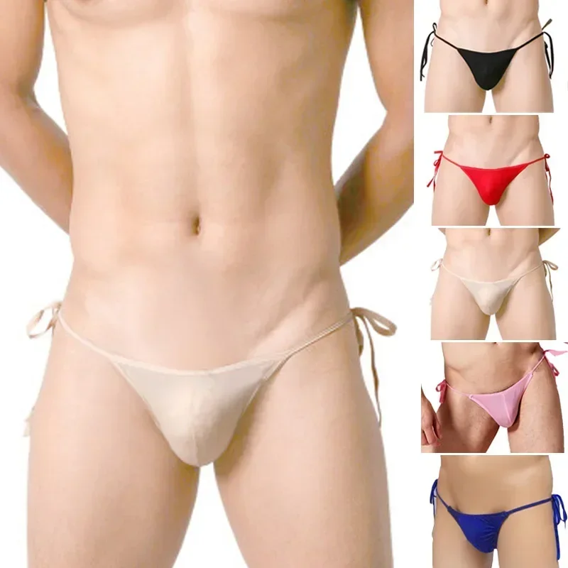 String en maille pour homme, lingerie T-back, slip, bikini, sous-vêtement en spandex