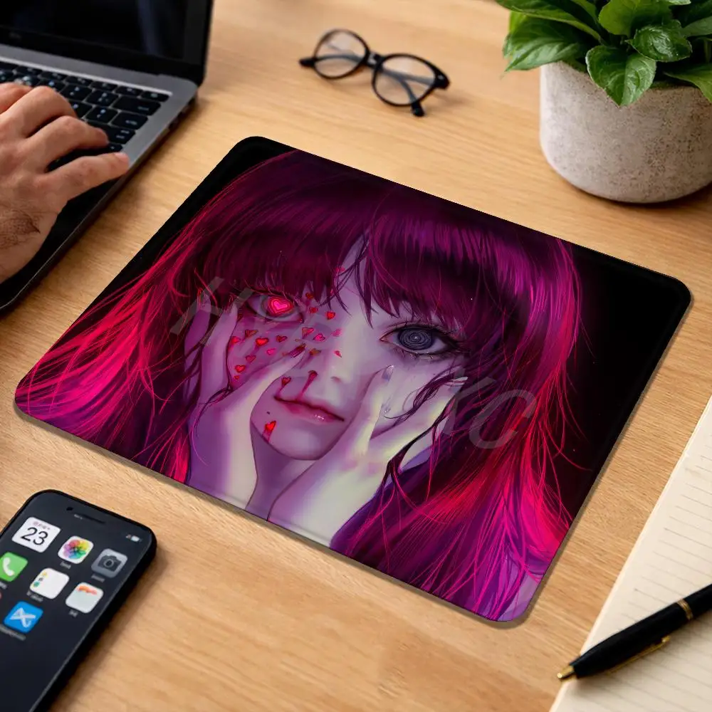 HYBXAXC Purple Hair Anime Girl Portrait Small Mouse Pad Desktop Computer Keyboard Wireless Mouse Boy Girl Gift for Play games