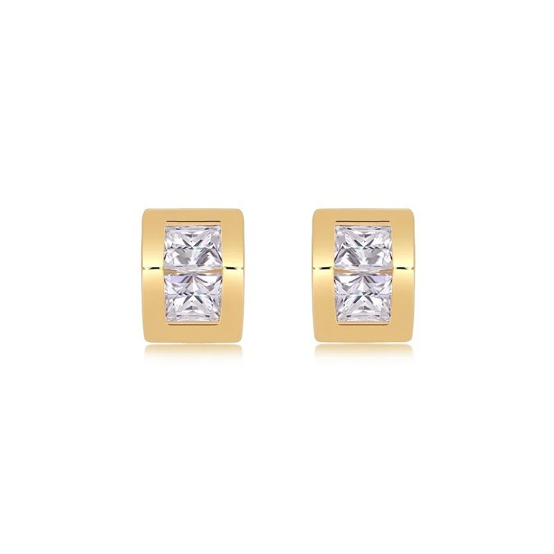 ZFSILVER Fashion Classic s925 Silver Moissanite Fine Design Gold Geometry Earrings Charms Women Accessories Jewelry Gifts E15251