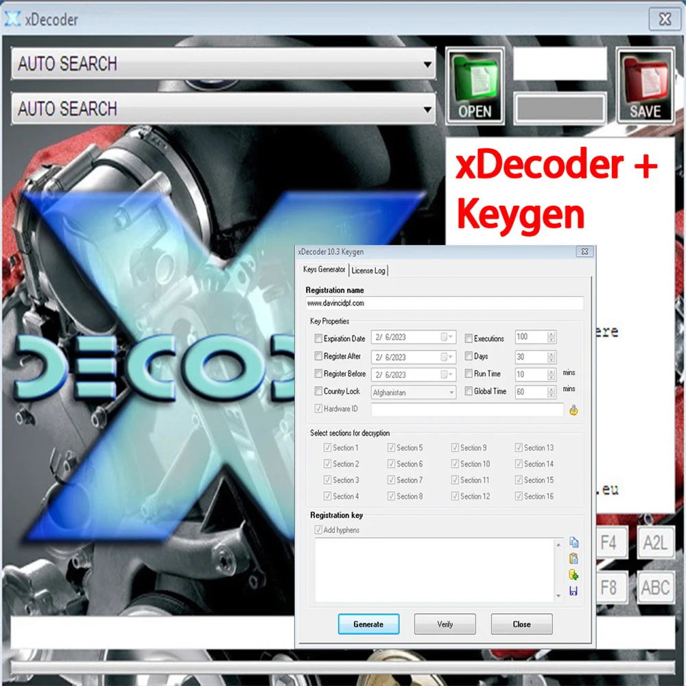 XDECODER And KEYGEN Software Unlimited User Car Repair Tools Error Codes Removing Support Multi-Brand Vehicles