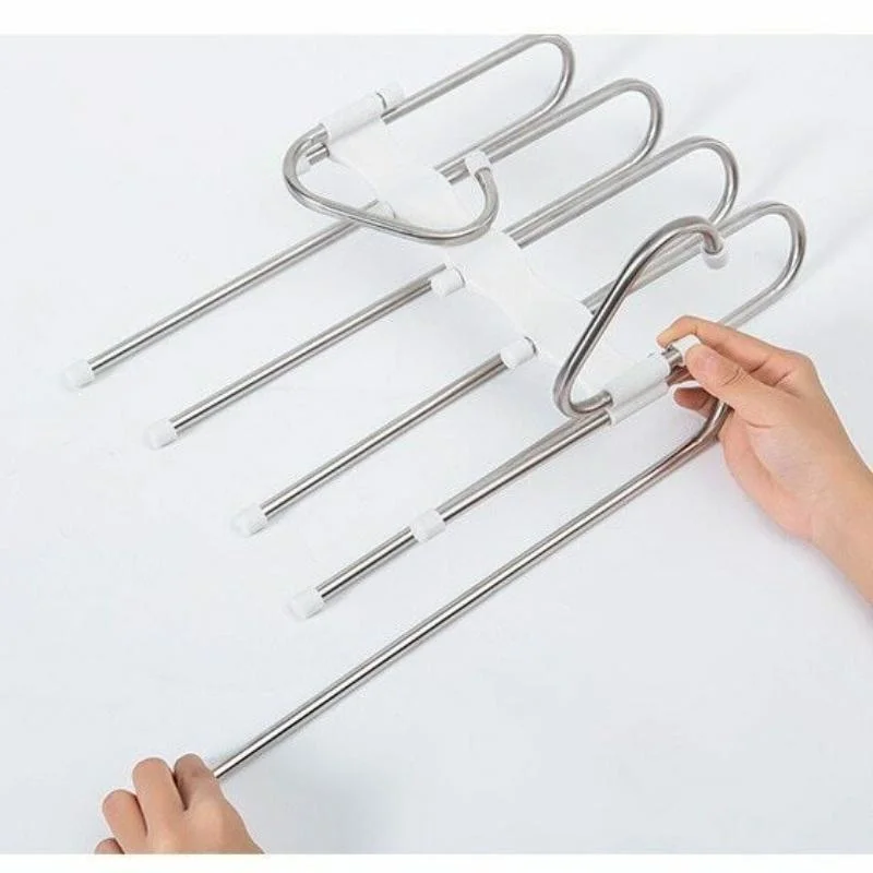 Multifunctional Pants Hanger, Wardrobe Organizer, Pant Rack, Clothes Storage Shelves, 5 in 1