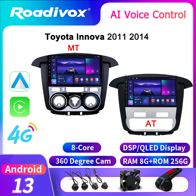 roadivox Android car radio for Toyota Innova 2011 2014 stereo GPS Navigation video Multimedia Player tape recorder