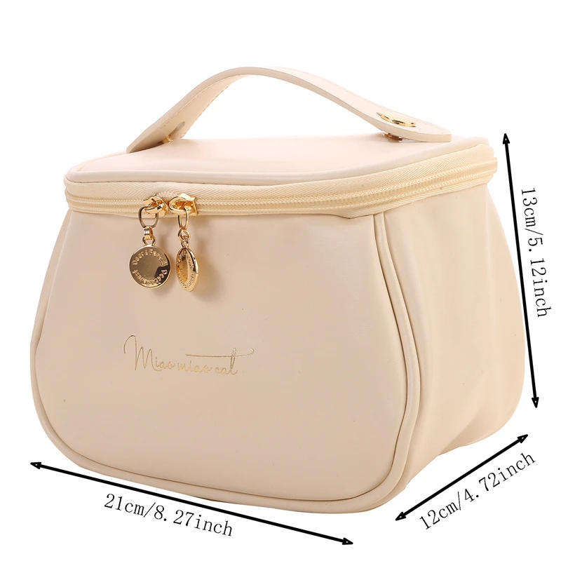 Borsa cosmetica da viaggio in pelle di grande capacità custodia per trucco portatile da donna borsa da toilette multifunzionale impermeabile per