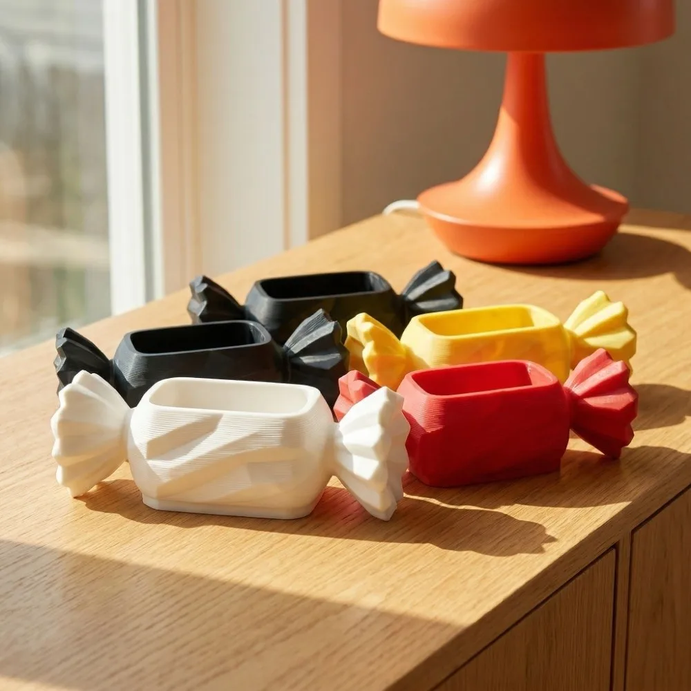 

Solid Color 3D Printed Candy-Shaped Storage Box Creative Multi-function Jewelry Holder Sweet Decoration Desktop Organizer Office