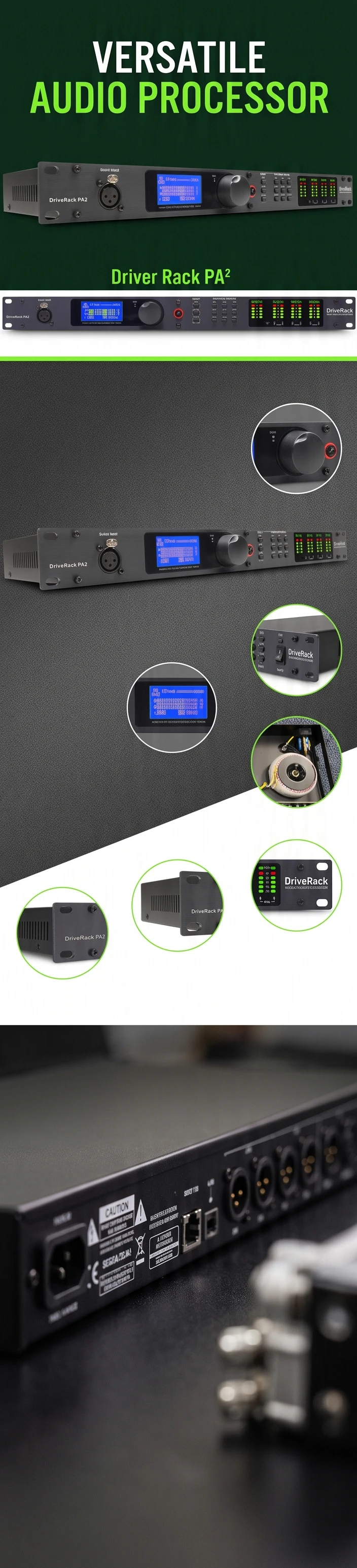 Paulkitson DriveRack PA2 Digitaler Audioprozessor DSP-Lautsprechermanagementsystem 2-Eingänge 6-Ausgänge Kompatibel mit Original-Software für Live-Anwendungen – Detail 3