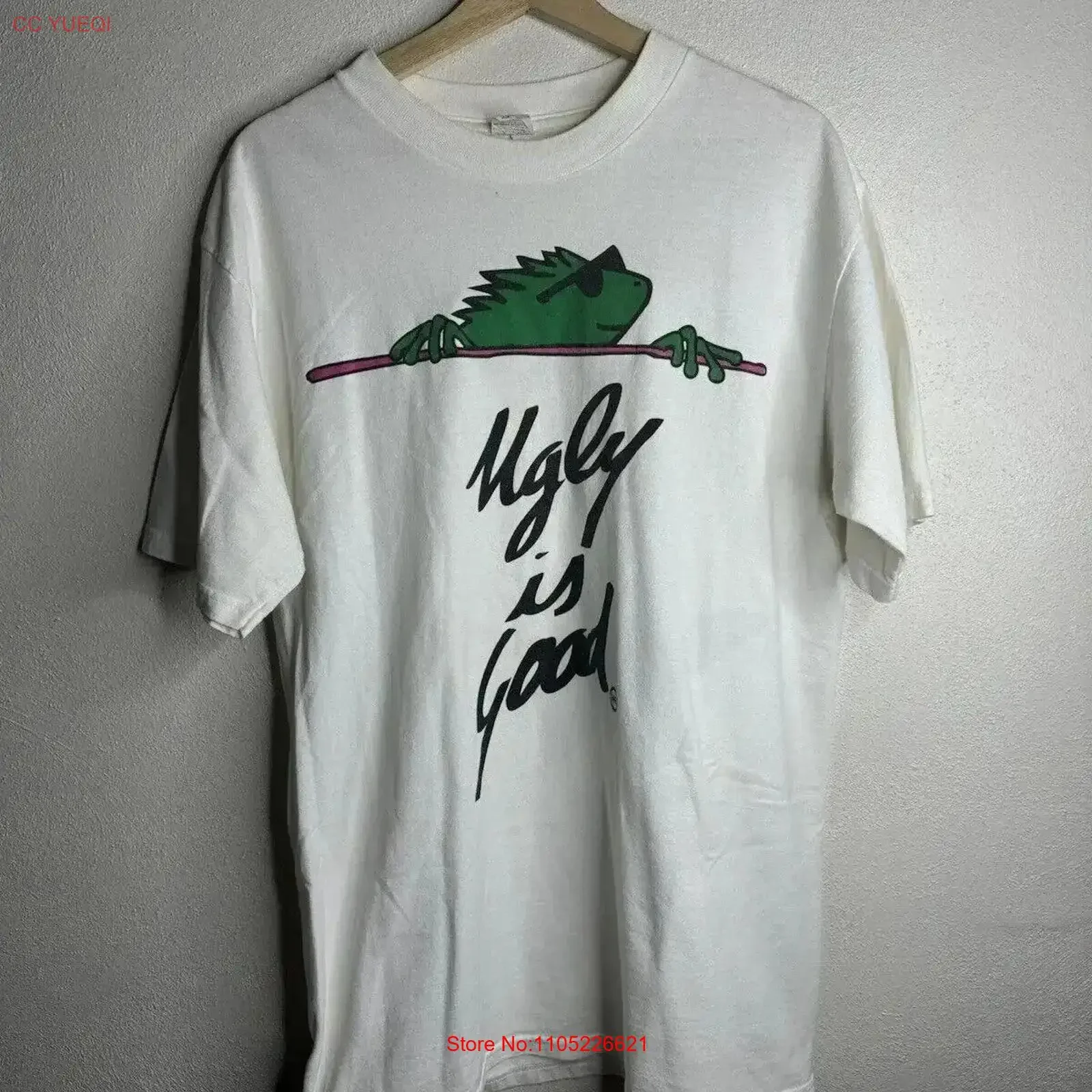 

Винтажная футболка Ugly Is Good Comedy мужского размера, большой белый стираный повседневный мягкий удобный топ для повседневной носки, винтажный