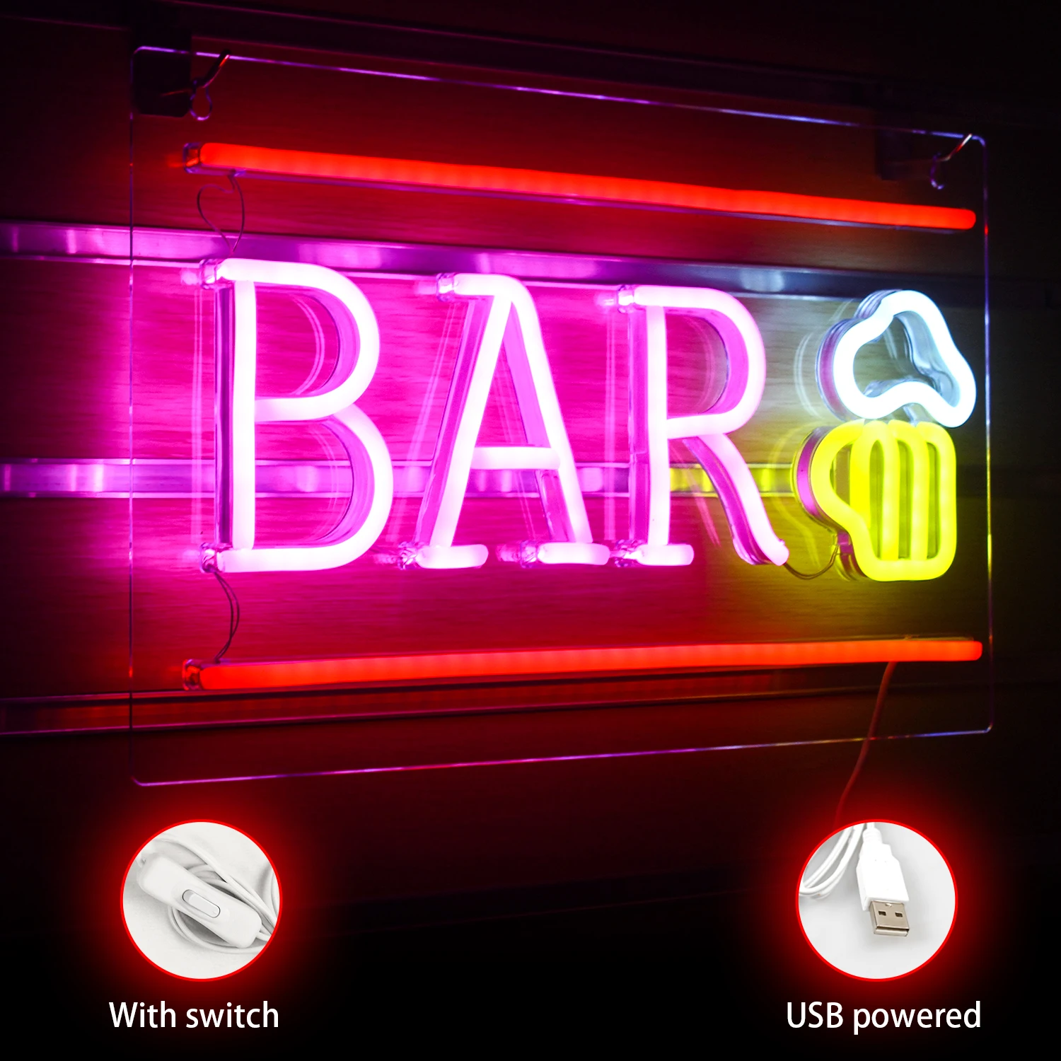 Bar Neon Signs LED Lights Beer Logo Room Decoration Light For Home Bars Party Night Club Light Up Sigh Hanging Art Wall Lamp