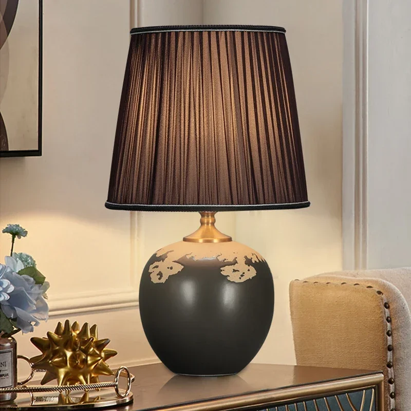 VIOLET Ceramics Table Lamps LED Modern Creative Black Dimming Desk Light For Home Living Bedroom Bedside Decor