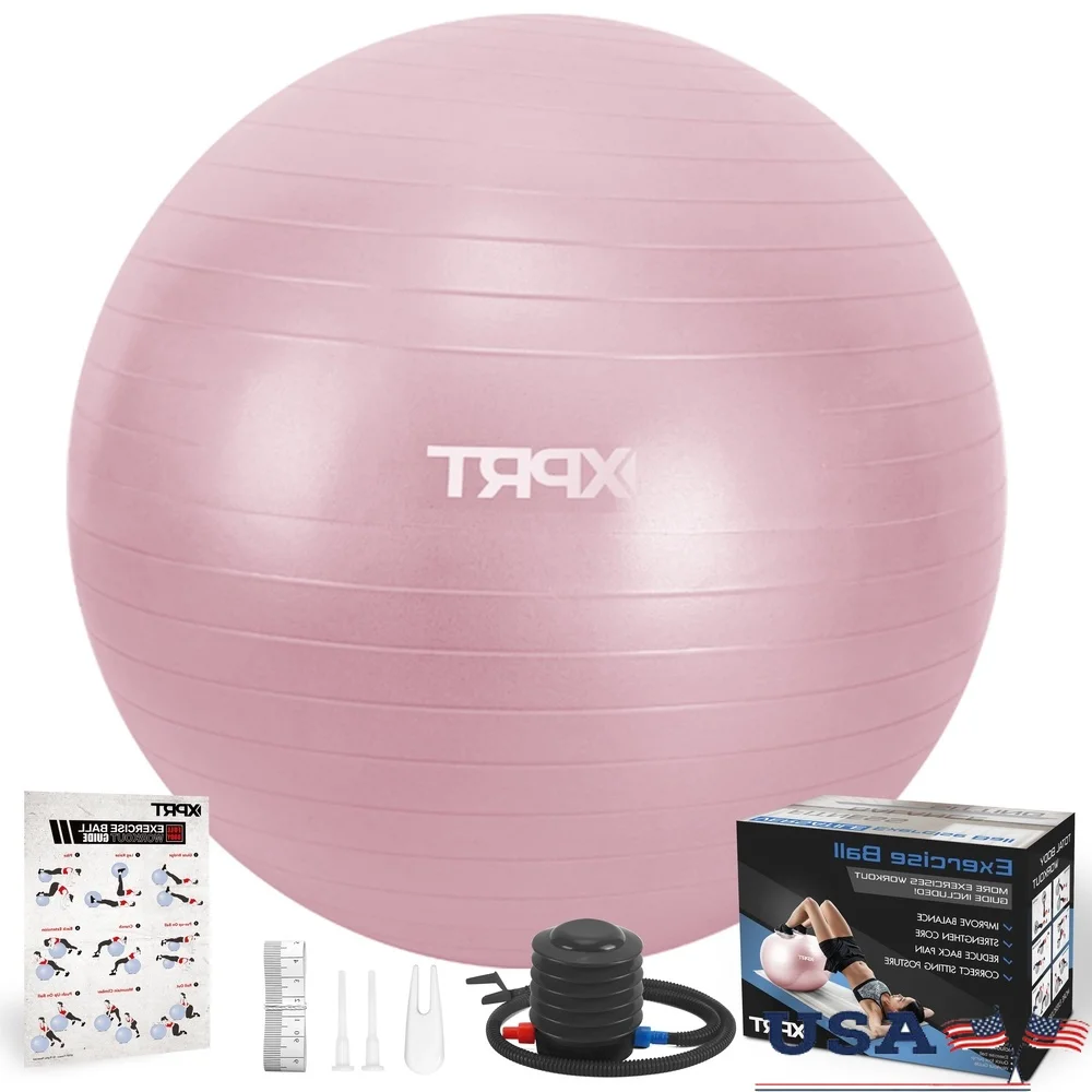 

Extra Thick Exercise Yoga Ball Chair Anti-Burst Stability Ball Quick Pump Workout Guide Multi-Purpose Core Training Fitness