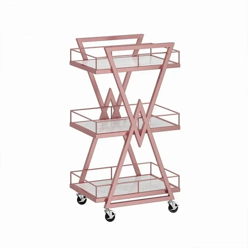 Modern Iron Salon Trolleys Beauty Salon Tool Cart with Wheels Nordic Salon Furniture Professional Auxiliary Trolley Storage Rack