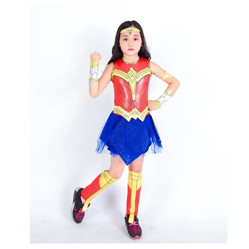 Wonder Girls cosplay costume girls kids spuerhero Birthday Deluxe child dawn of pure princess party dress