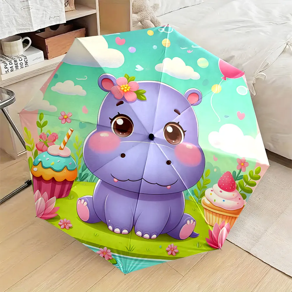 parapluie-portable-impermeable-resistant-au-soleil-et-a-la-pluie-avec-un-motif-mignon-d'hippopotame-violet-de-cupcakes-et-de-fleurs-ideal-pour-les-voyages-en-plein-air-et-la-plage