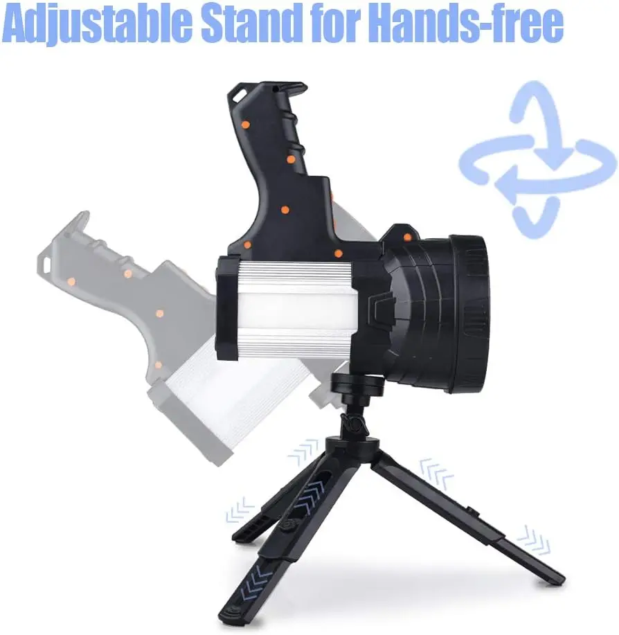 Faro LED Ricaricabile Super Luminoso da 100.000 Lumen con Luce Diffusa e Treppiede per Campeggio