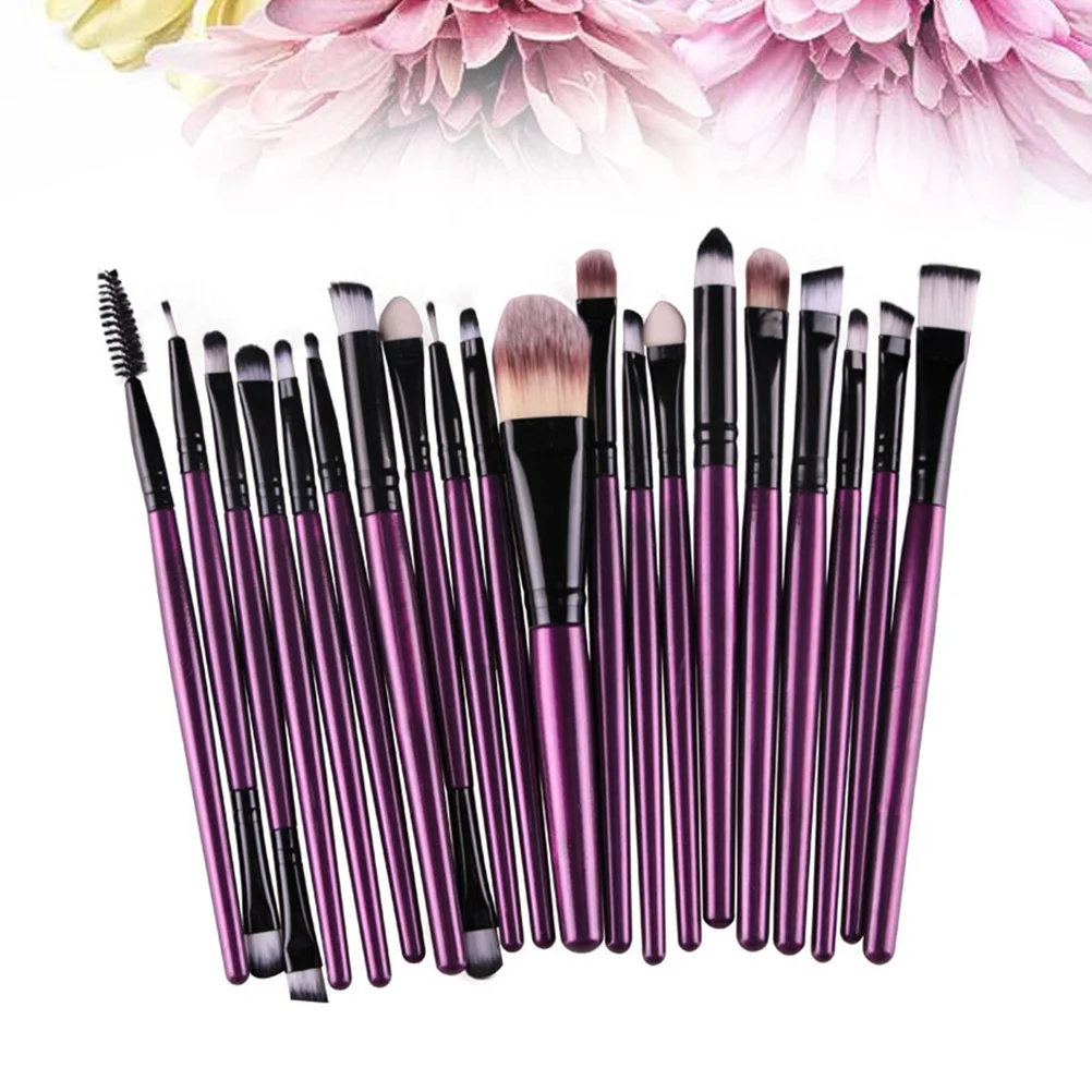 20 قطعة فرشاة ماكياج العيون المهنية مجموعة فرشاة ظلال العيون أداة المكياج طقم أدوات الزينة صنع طبيعي (قضيب أرجواني أنبوب أسود