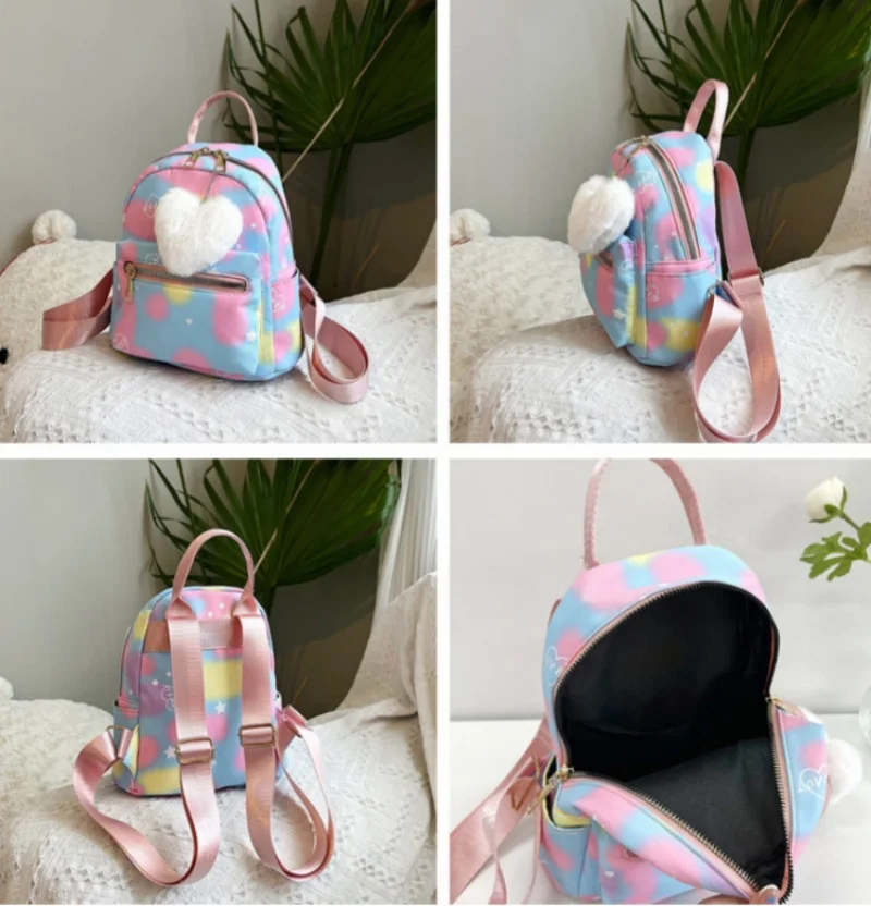 Personalized Nylon Cloth Backpack With Large Capacity And Versatility, Casual Small And Fresh Candy Color Texture Handbag