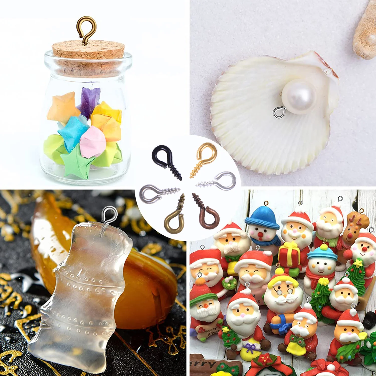 6er-Set Gold & Silber Kleine Schraubösen für Schmuckherstellung & DIY-Bastelarbeiten, Mini-Ösenschrauben für Kunstprojekte & Perlenanhänger – Detail 2