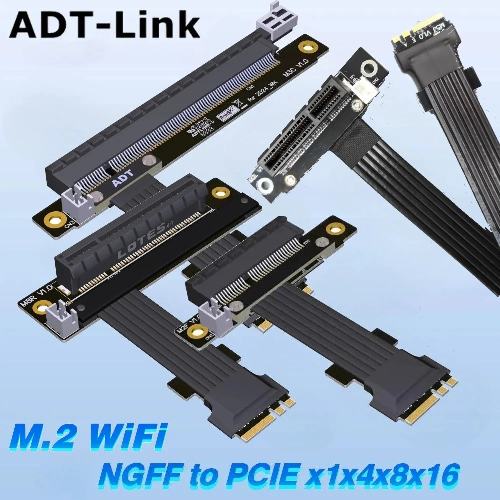

M.2 Key A.E WiFi NGFF Riser to PCIe 1X 4X 8X 16X Card Extension Adapter Gen4 AE Key A E Cord For PCI-E 4.0 Gen4 X1 X4 X8 M2 Card