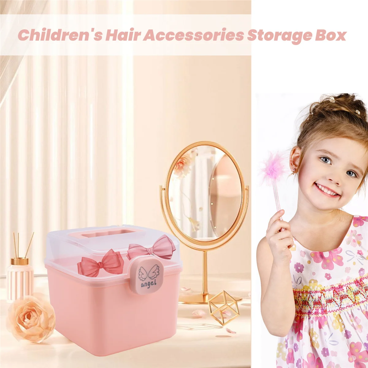 Aufbewahrungsbox für Kinder, Haarschmuck, Aufbewahrungsbox für Mädchen, Gummiband, Kopfschmuck, Desktop-Finish, Dressing, Schmucketui (Mini)