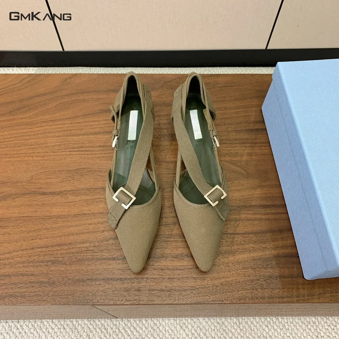 

2026 new Women's Sexy Pointed Toe High Heels Ankle Strap Buckle Stiletto Pumps Genuine Leather Runway Shoes
