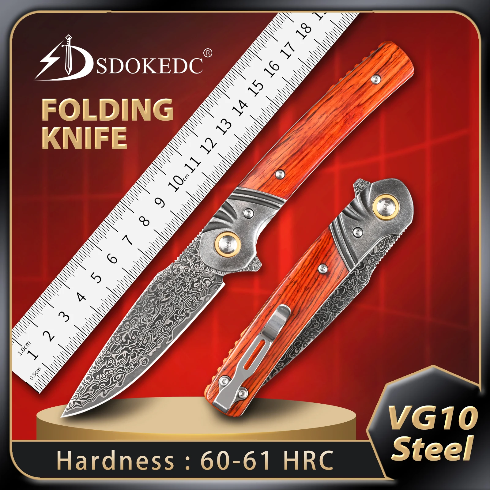 

SDOKEDC Pocket Folding Knife unique knives VG10 Damascus Outdoor Camping Hiking Backpacking Fishing Edc Multitool Mens Gifts