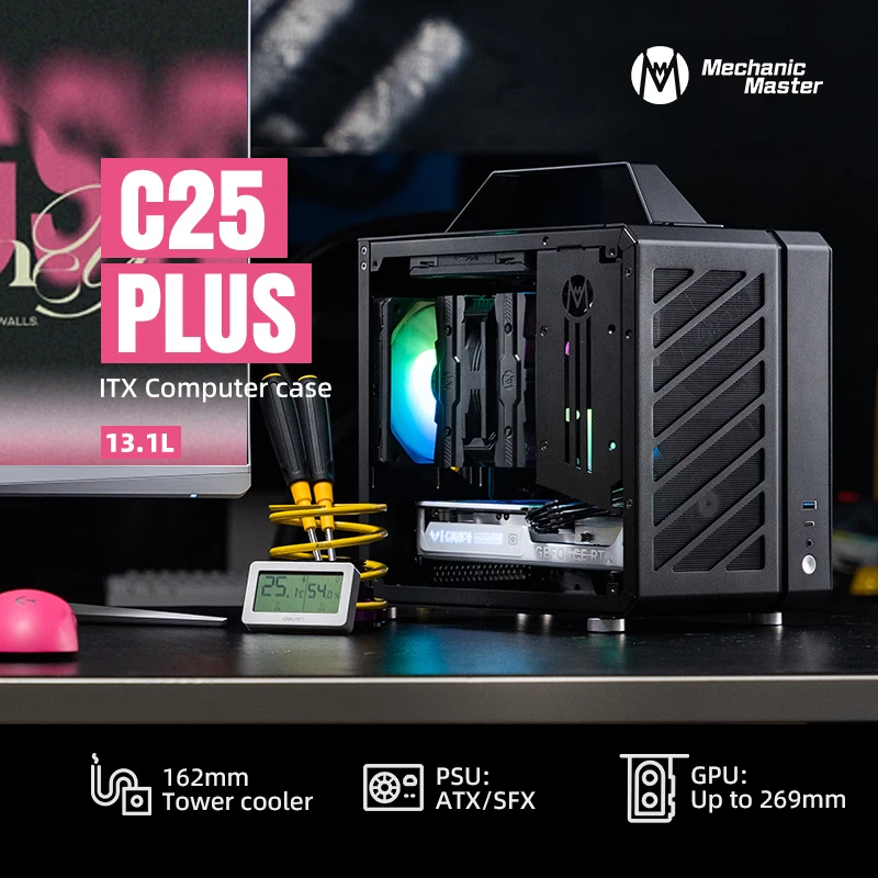 Mechanic Master C25Plus Computer Case ITX/MATX Acoustic Wave Portable Multifunctional Aluminium Mini PC Case