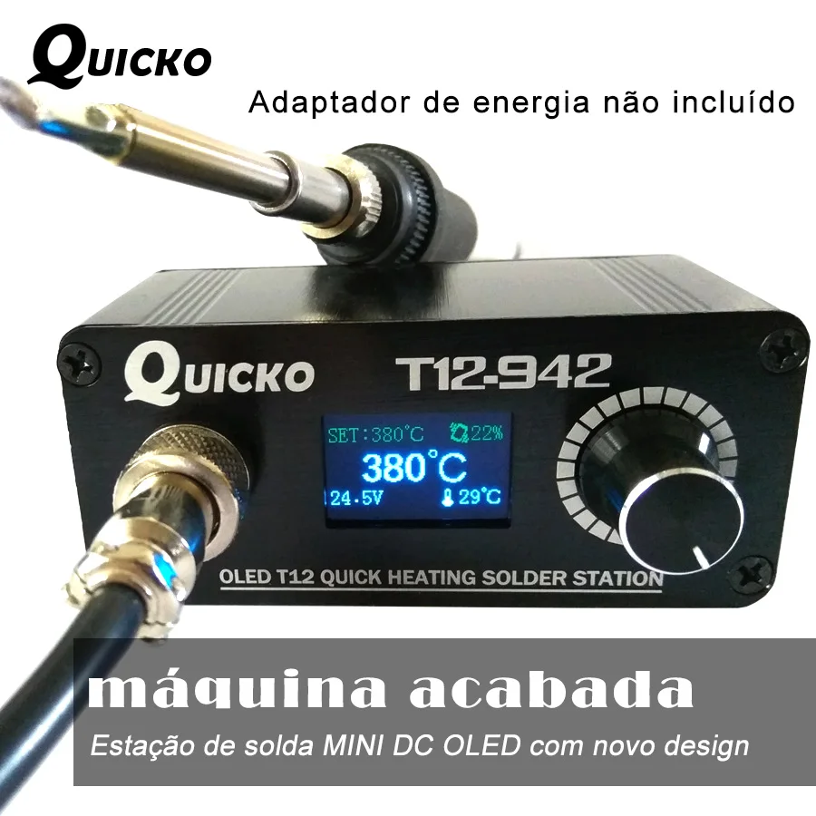 T12-942 OLED MINI estação de solda digital ferro de solda eletrônico versão DC portátil sem fonte de alimentação QUICKO