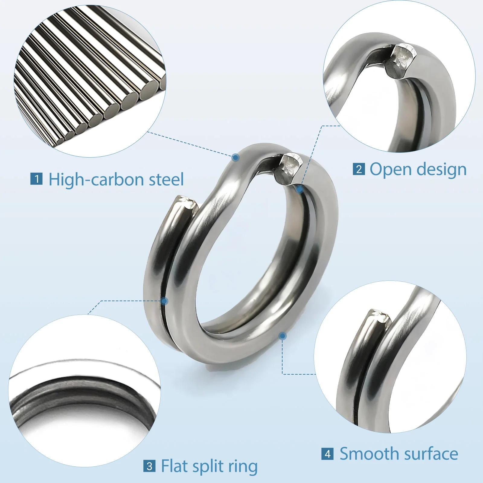 9KM Fishing Split Rings with Plier Kit 260-280pcs Fishing Ring Lure Connector Stainless Steel Split Ring Saltwater Freshwater