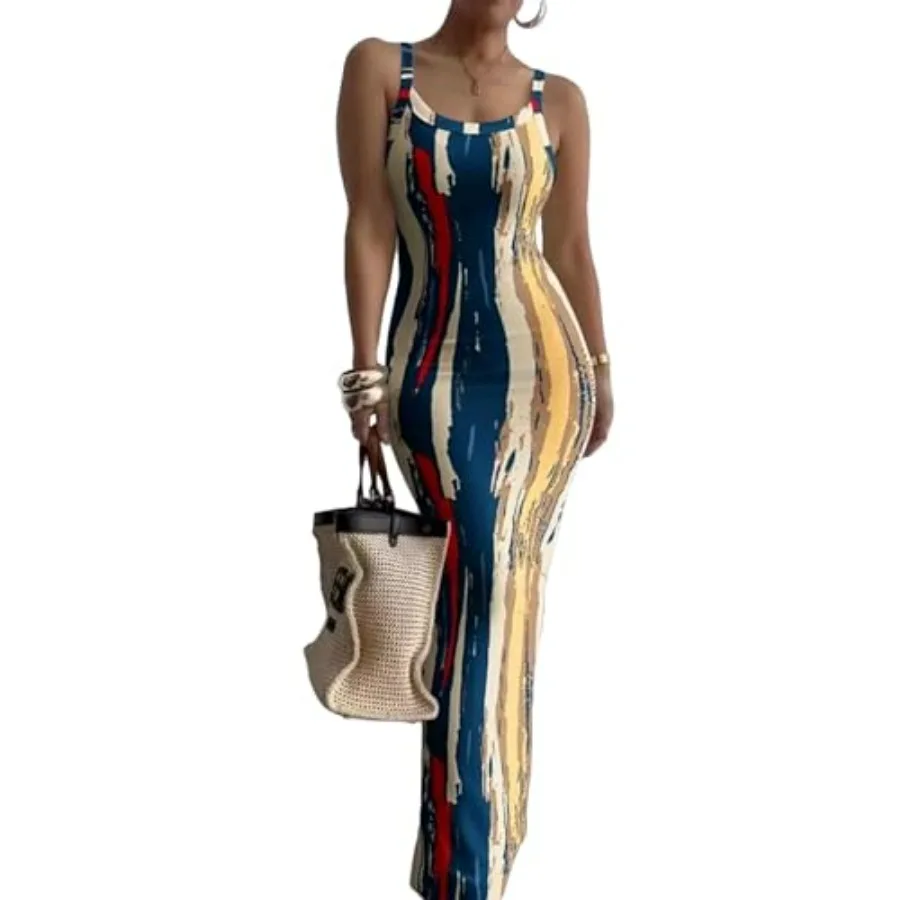 

Nimsruc Women Summer Long Dress Casual Slip Sexy Slim Sleeveless Bodycon Maxi Dresses for Women 2024