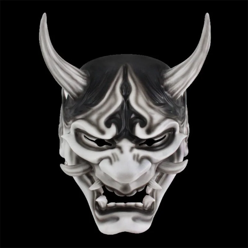 

Halloween Horror Prajna Mask Japanese Cosplay Oni Samurai Mascara Masquerade Resin Mascara Wall-mounted Decor Mask Ornaments