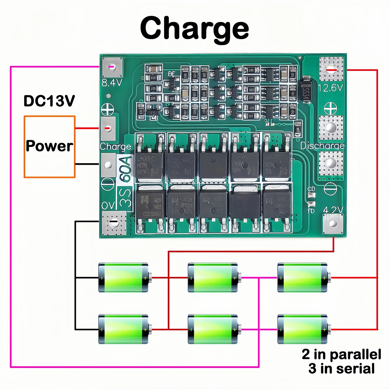 3S 4S 40A 60A Lithium Battery Charger Protection Board 18650 BMS Li-ion Enhance/Balance For Drill Motor 11.1V 12.6V/14.8V 16.8V