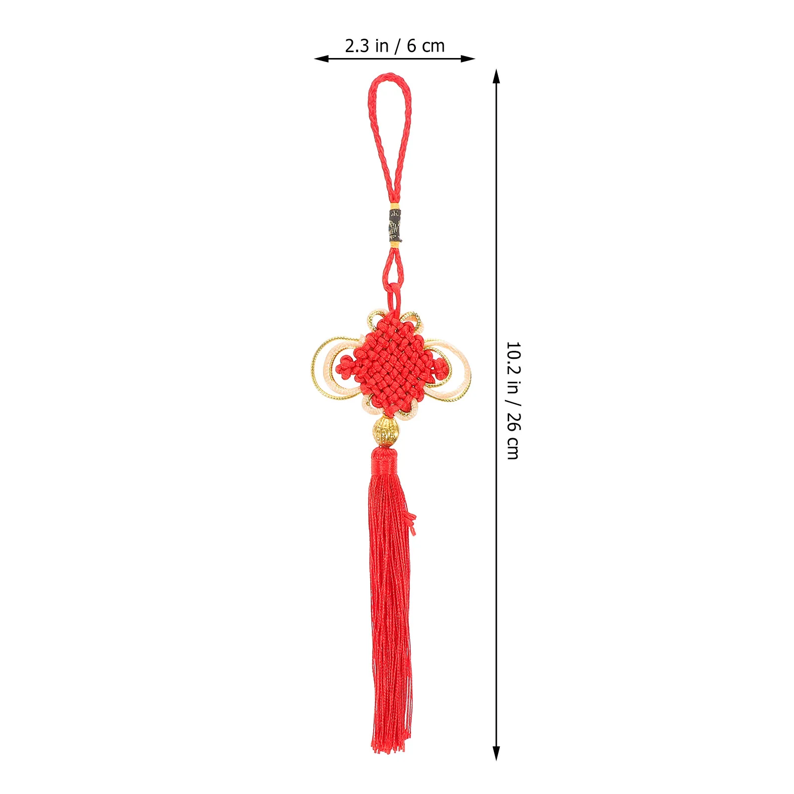 พู่ห้อยตกแต่งแบบจีน 4 ชิ้น สำหรับแขวนกระจกมองหลังในรถยนต์ ของตกแต่งพู่จีน สีแดง สำหรับตกแต่งบ้านและกระเป๋า