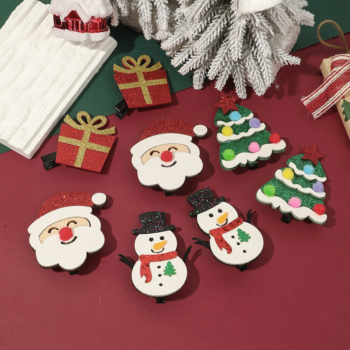 

2pcs Christmas New Year Duckbill Clip Holiday Party Hairpins Headwear Headdress Ornament Children Girl Bangs Cute Hair Clips Pin