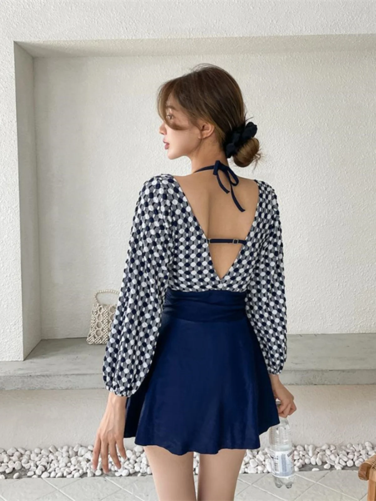 

Conservative Sle One-Piece Swimsuit for Women Thermal Spring Bathing Slimming Tummy Covering Maximize Bust Large Size Swimwear