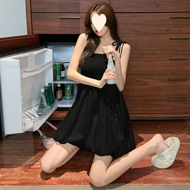 INS Summer Fashion Donna Sexy con spalle scoperte Canotta in maglia Mini abito Camis Abiti corti Camicia Silm Coquette Abiti casual Y2k