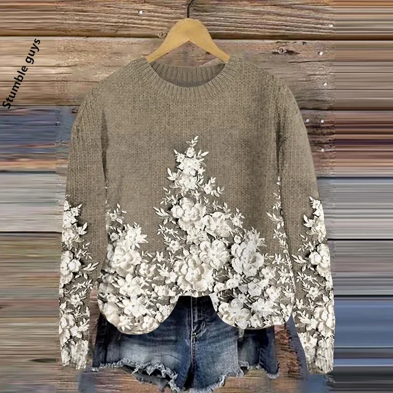 Maglione da donna autunno inverno moda casual stile europeo americano caldo accogliente cervo natalizio felpa con cappuccio Babbo Natale top in maglia