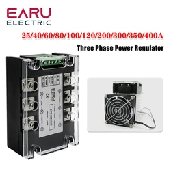 Three Phase AC Voltage Regulating Module Power Regulator Thyristor 380V Solid State Relay Dimming 25A-400A Potentiometer Control