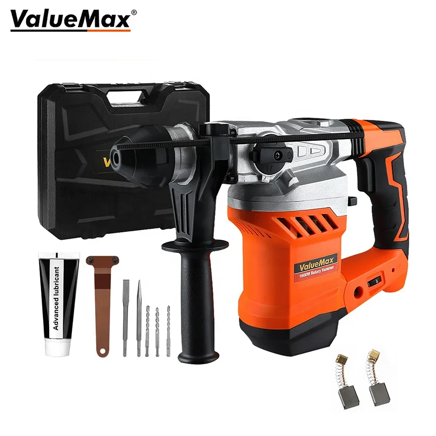 ValueMax 1600W Rotary Hammer drill Adjustable Speeds Electric Demolition Hammer Drill 32mm With Accessories