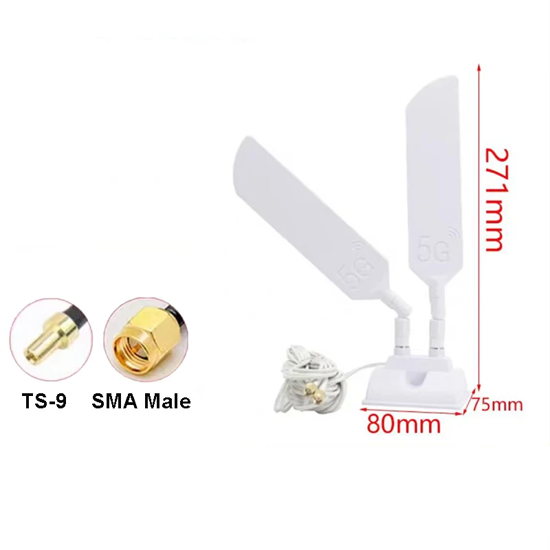 5G CPE Pro Router Antenna 42dbi Dual Band Amplifier External Extender Magnetic Base for Mobile Network Signal Booster TS9 SMA