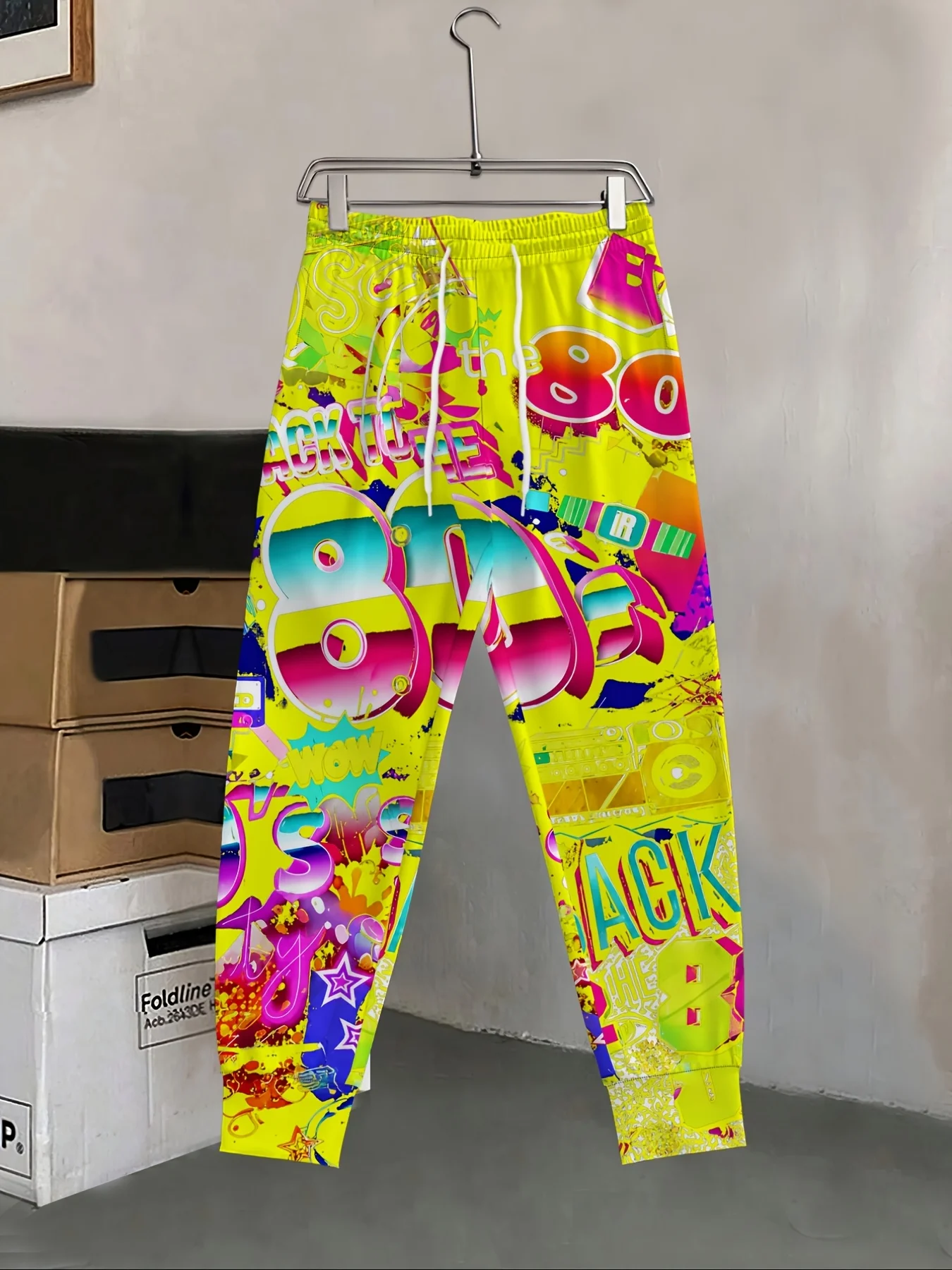 Neuheiten: Trendige 80er-Jahre Retro-Nostalgie-Print Unisex-Jogginghose mit geradem Bein, Hip-Hop-Sweatpants für Party, Alltag und Street-Style – Detail 5