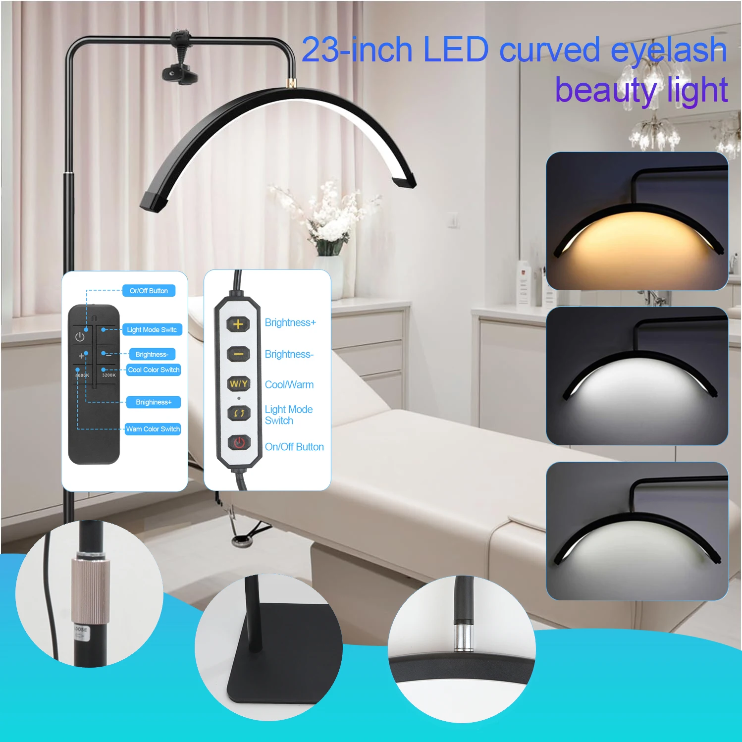 

Half Moon Shaped Beauty Lamp Eyebrow Tattooing Eyelash Beauty Nail art LED U-shaped Lamp Floor Fill Light