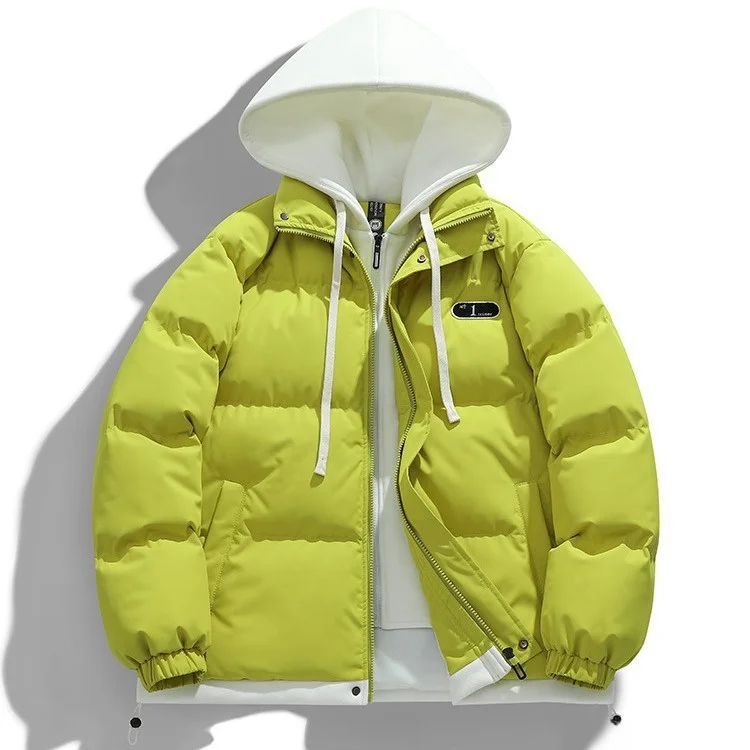 

Thiened Fake Two-Piece Cotton Jaet Men's Winter Loose Candy Color Warmth Cotton Coat Men's Winter Outerwear