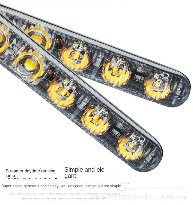 2PCS DRL LED Daytime Running Light Double Color light White/Amber Flowing 6/9 LEDs Turn Signal Light DC 12V