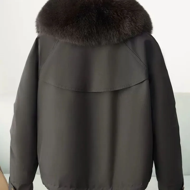 Winter Parker Down Jacket New Short Casual Imitate Fox Fur Collar Fur Removable Jacket  High Quality and High Appearance Level